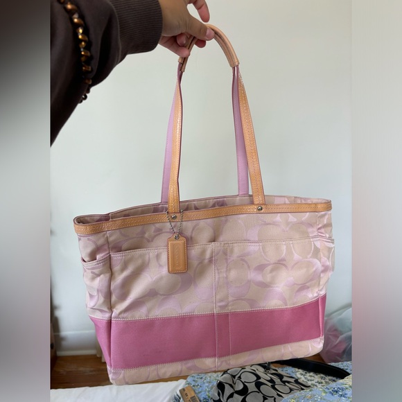 Coach Pink and Cream Tote Bag - Picture 1 of 9